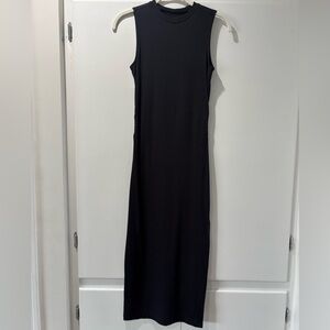Vuori Black Maxi Dress side slip sleeveless no size tag see measurements